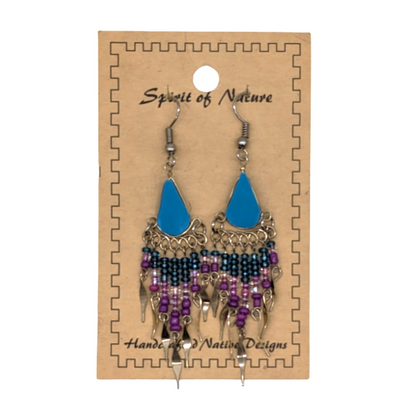 Spirit Of Nature Earrings Beaded Dangle Teardrop Shaped Stone