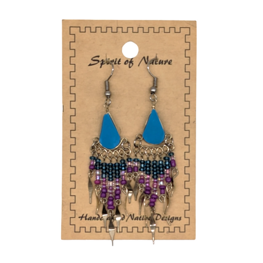 Spirit Of Nature Earrings Beaded Dangle Teardrop Shaped Stone