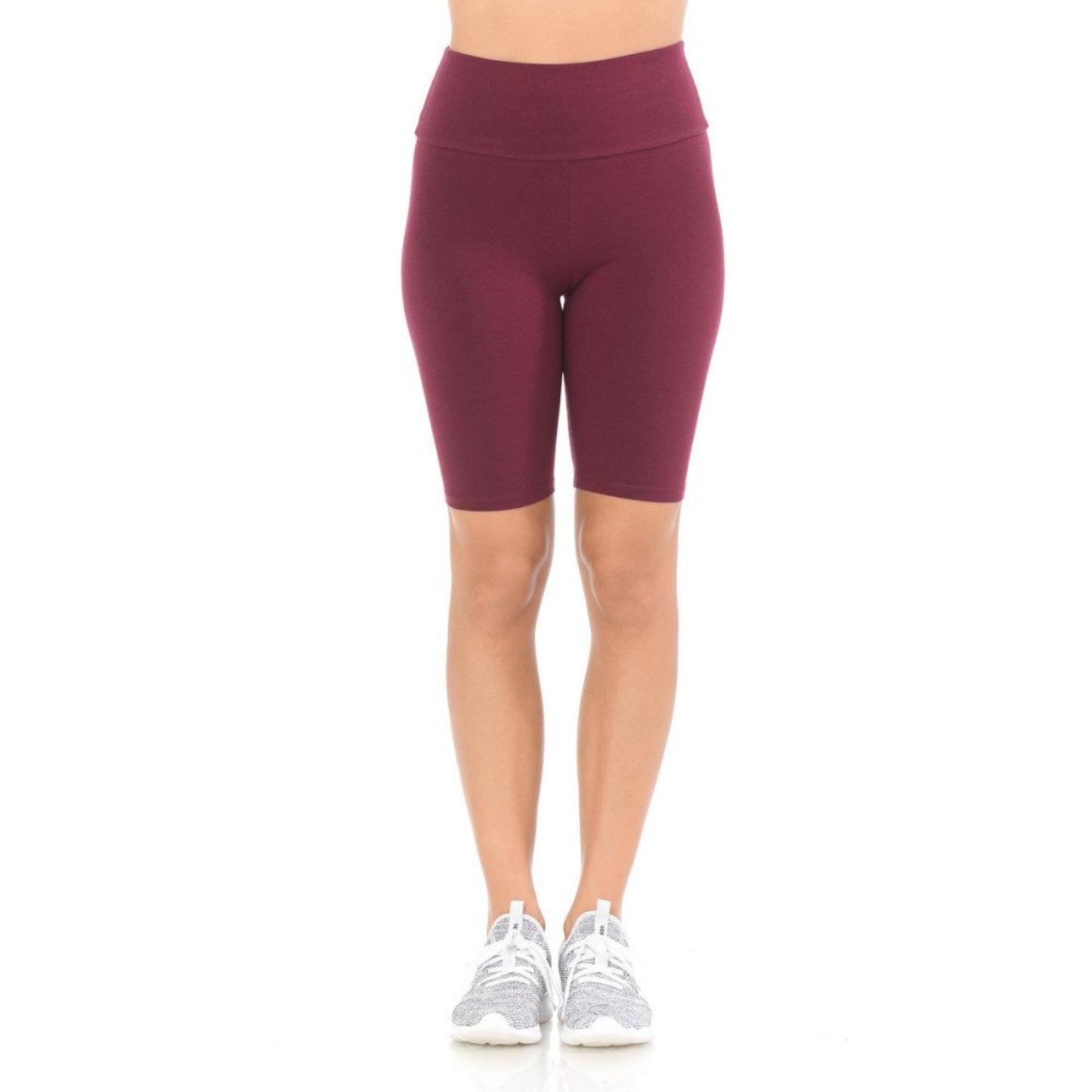 Ambiance Apparel Women's Jersey Biker Shorts High Waist Burgundy