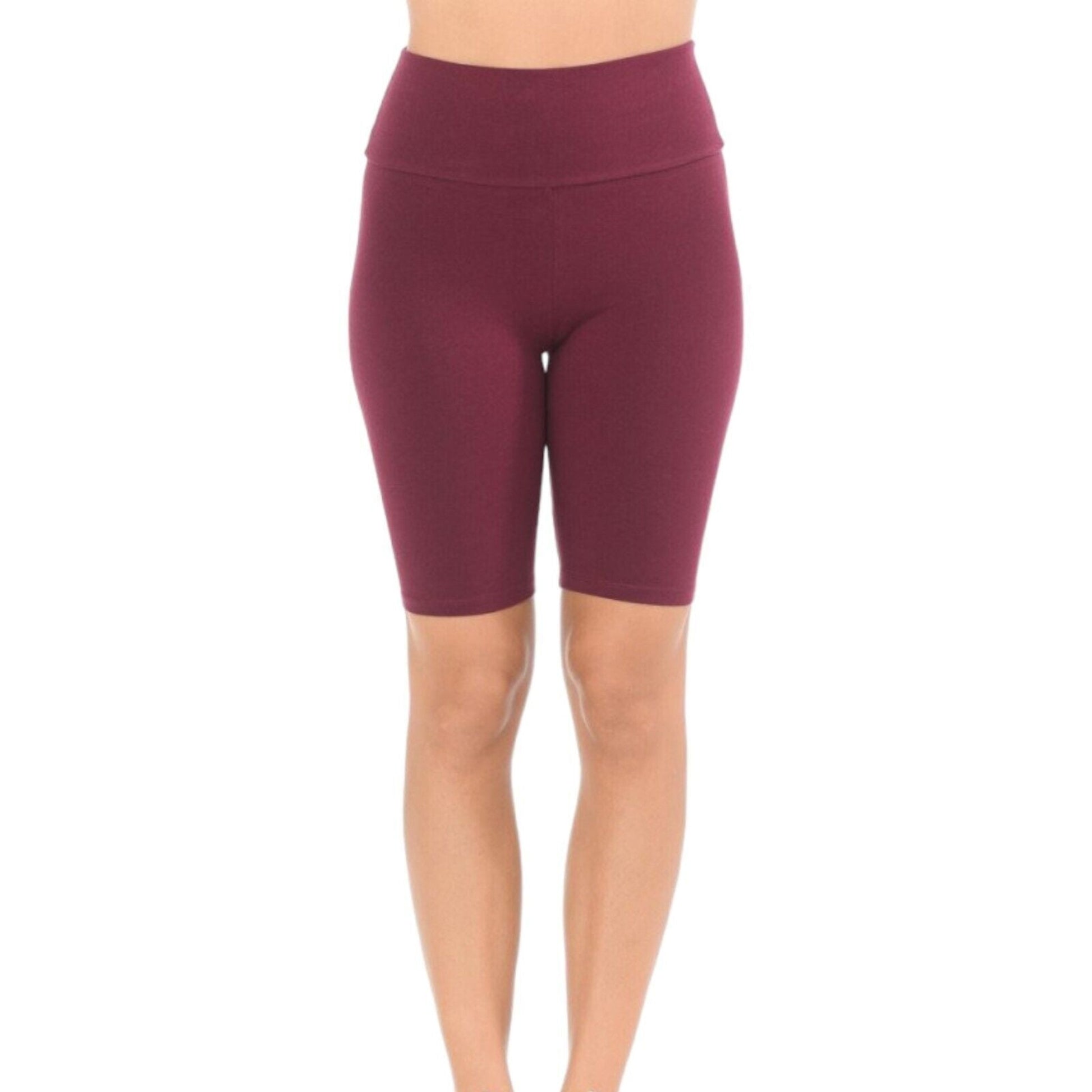 Women's Jersey Biker Shorts High Waist Burgundy