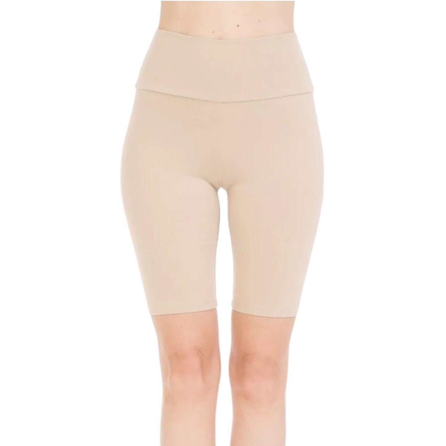 Women's Jersey Biker Shorts High Waist Beige 