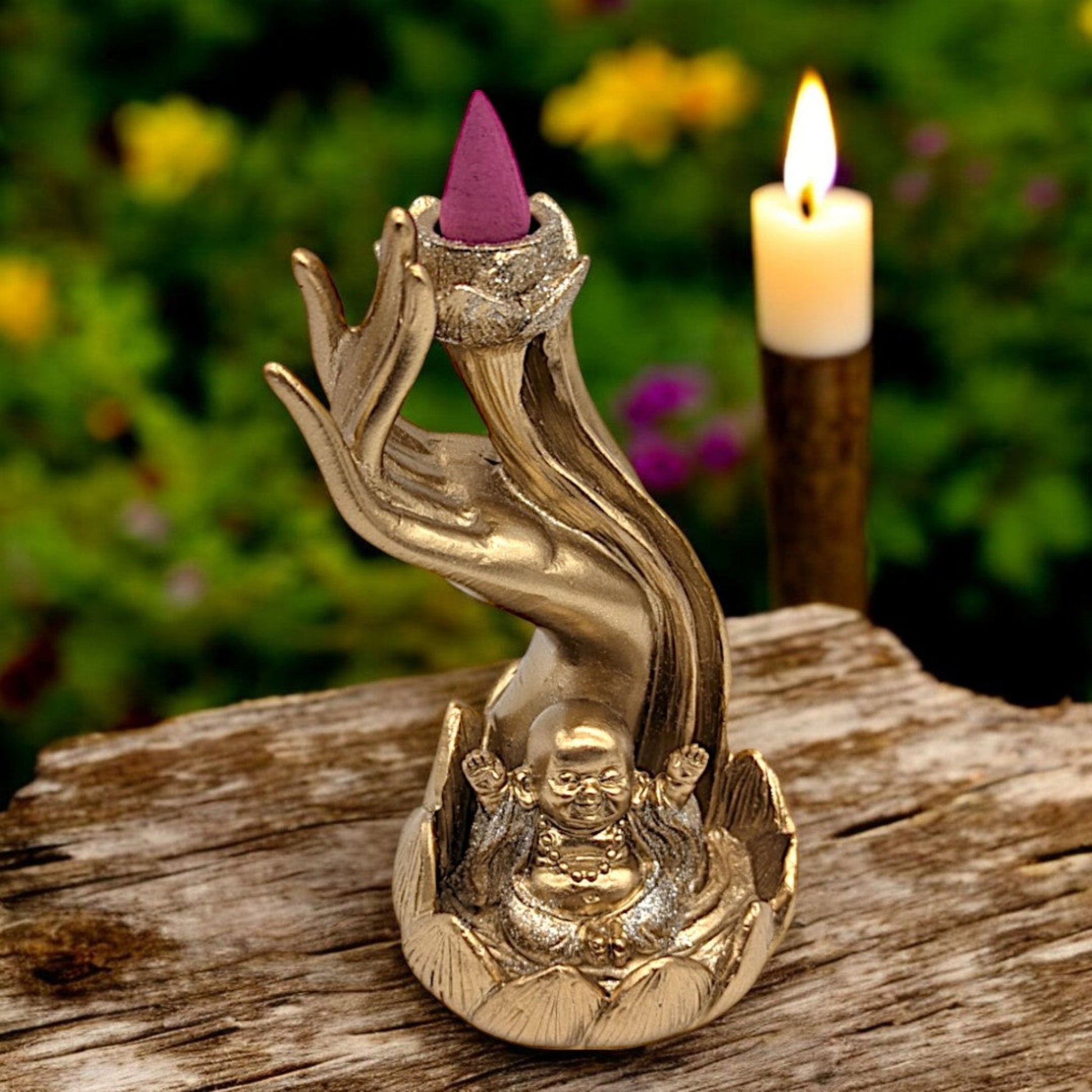 Maitreya Gold Back flow Incense Burner 