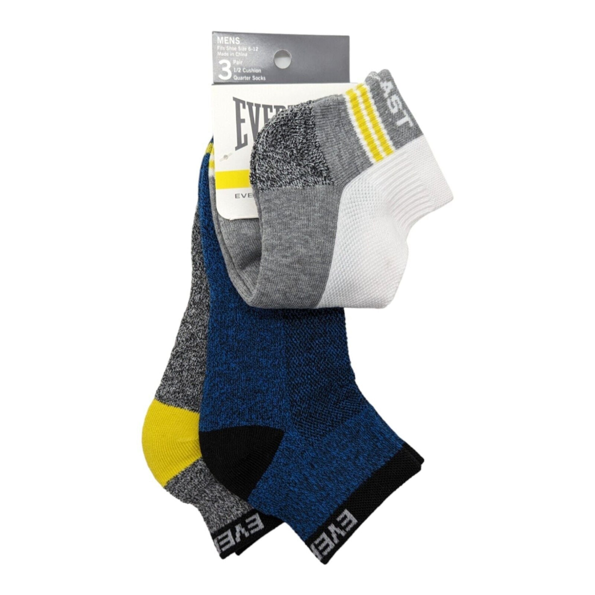 Everlast Men's Quarter Socks Cushioned 3-Pair blue