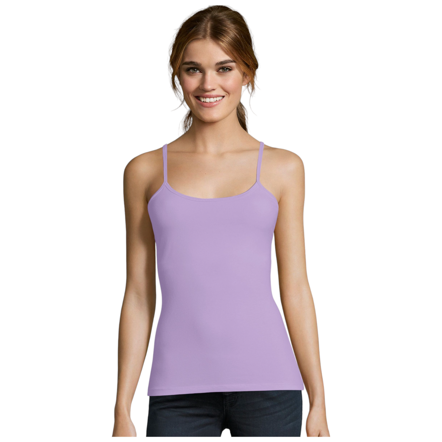 Hanes Women's Stretch Cotton Cami With Shelf Bra Lilac 