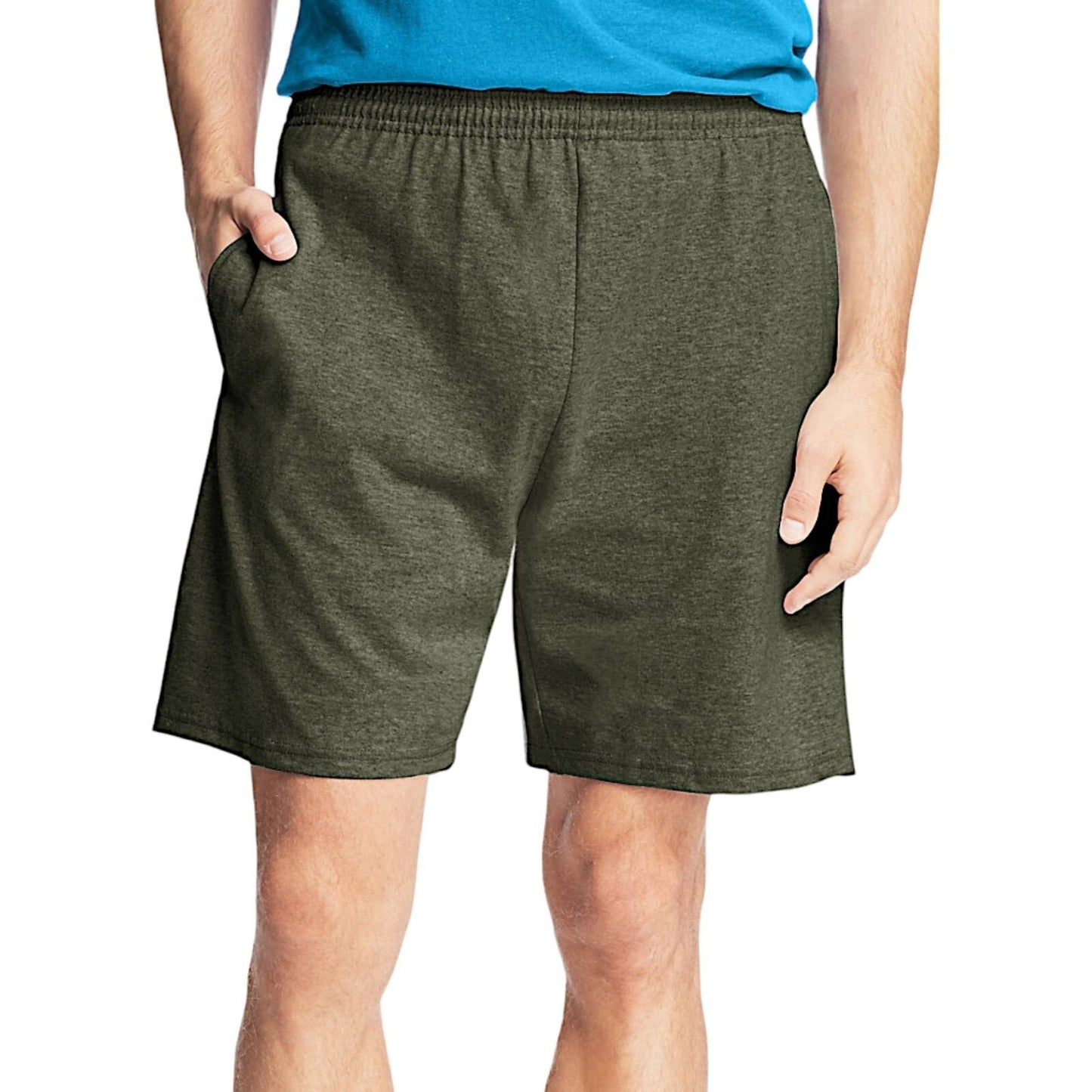 Hanes Essentials Men's Cotton Shorts With Pockets Camo Green