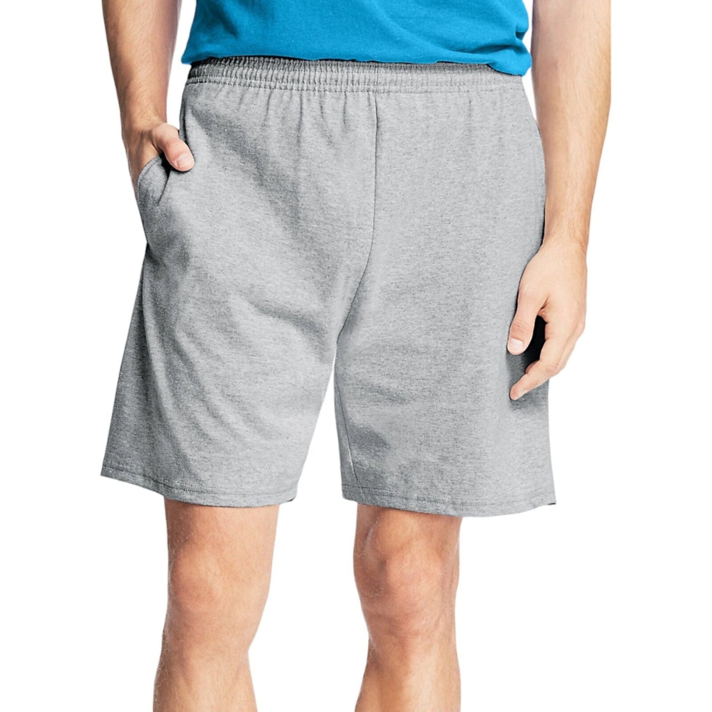 Hanes Essentials Men's Cotton Shorts With Pockets Light Steel