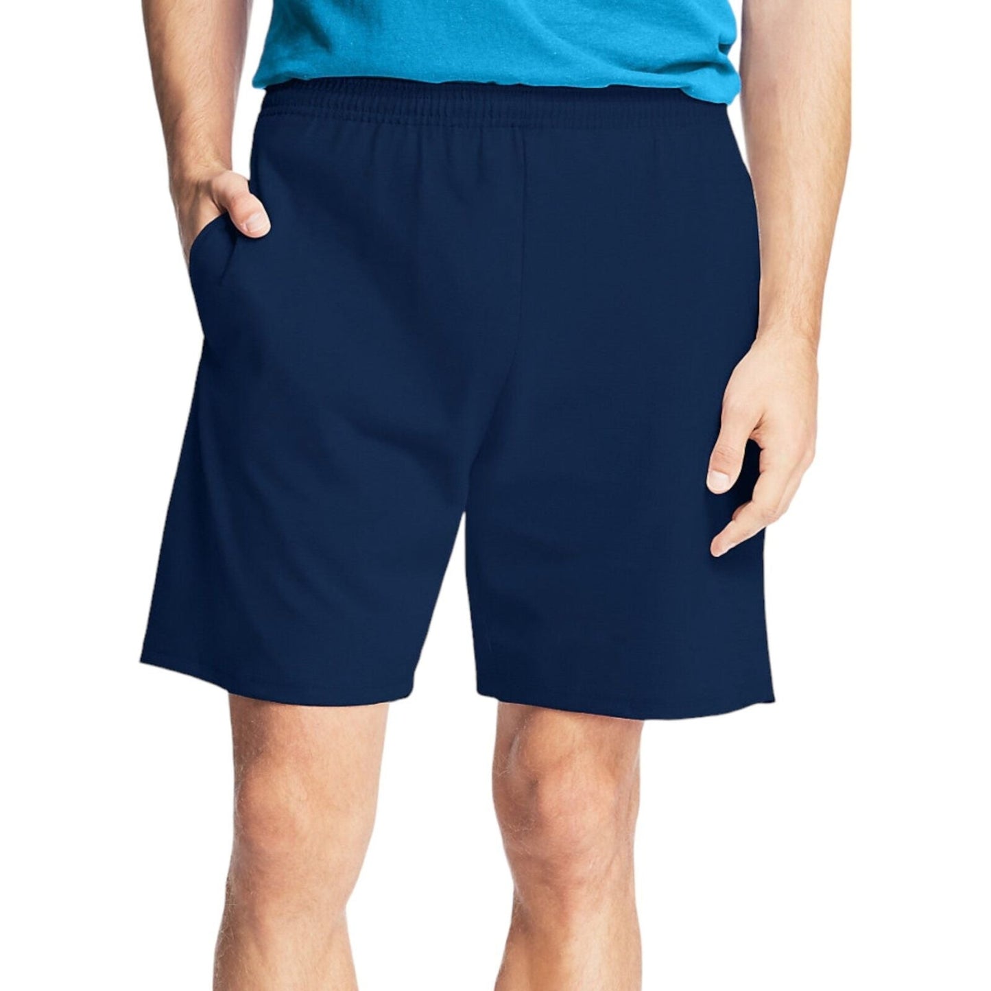 Hanes Essentials Men's Cotton Shorts With Pockets Navy Blue