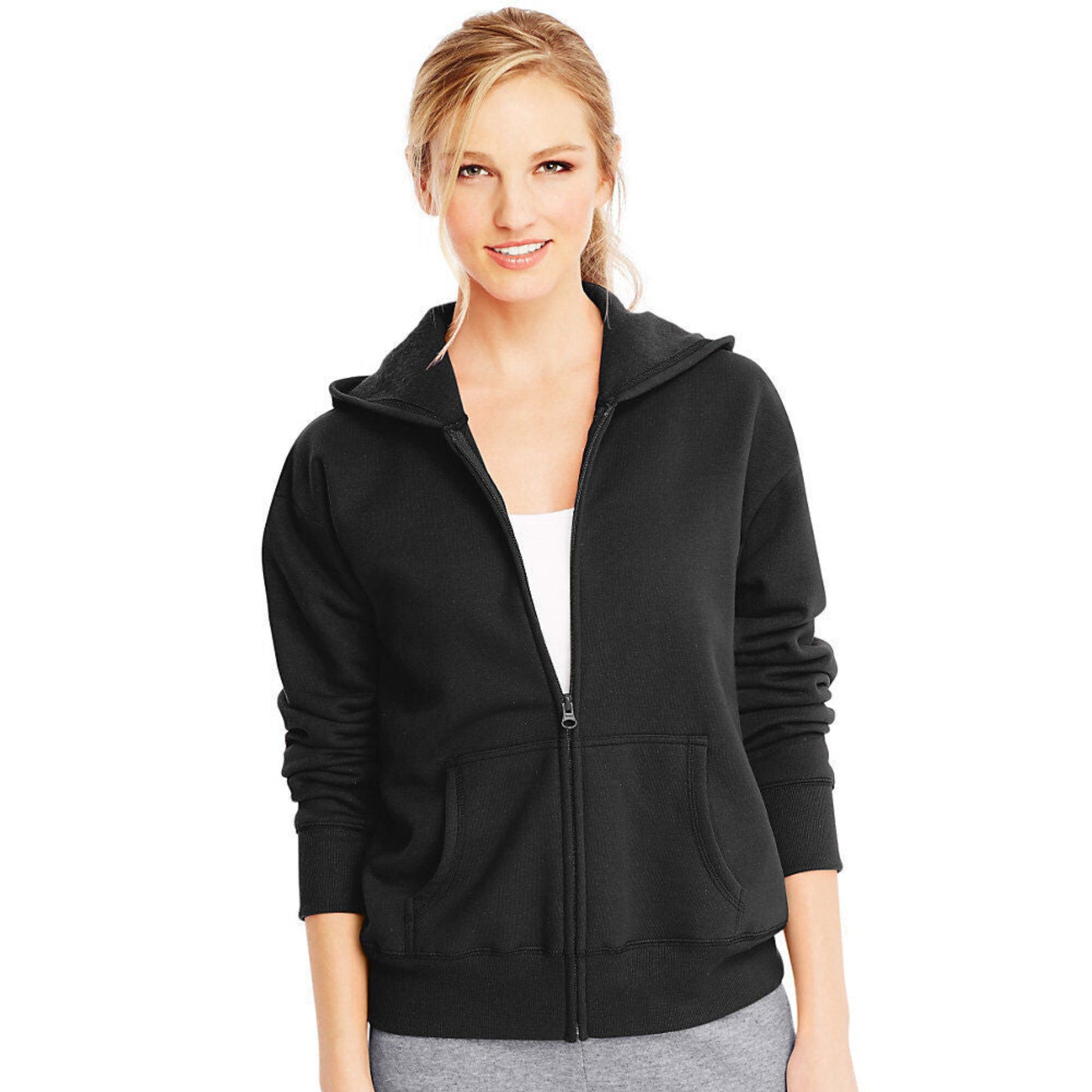 Hanes Women's Zip Up Hoodie Black