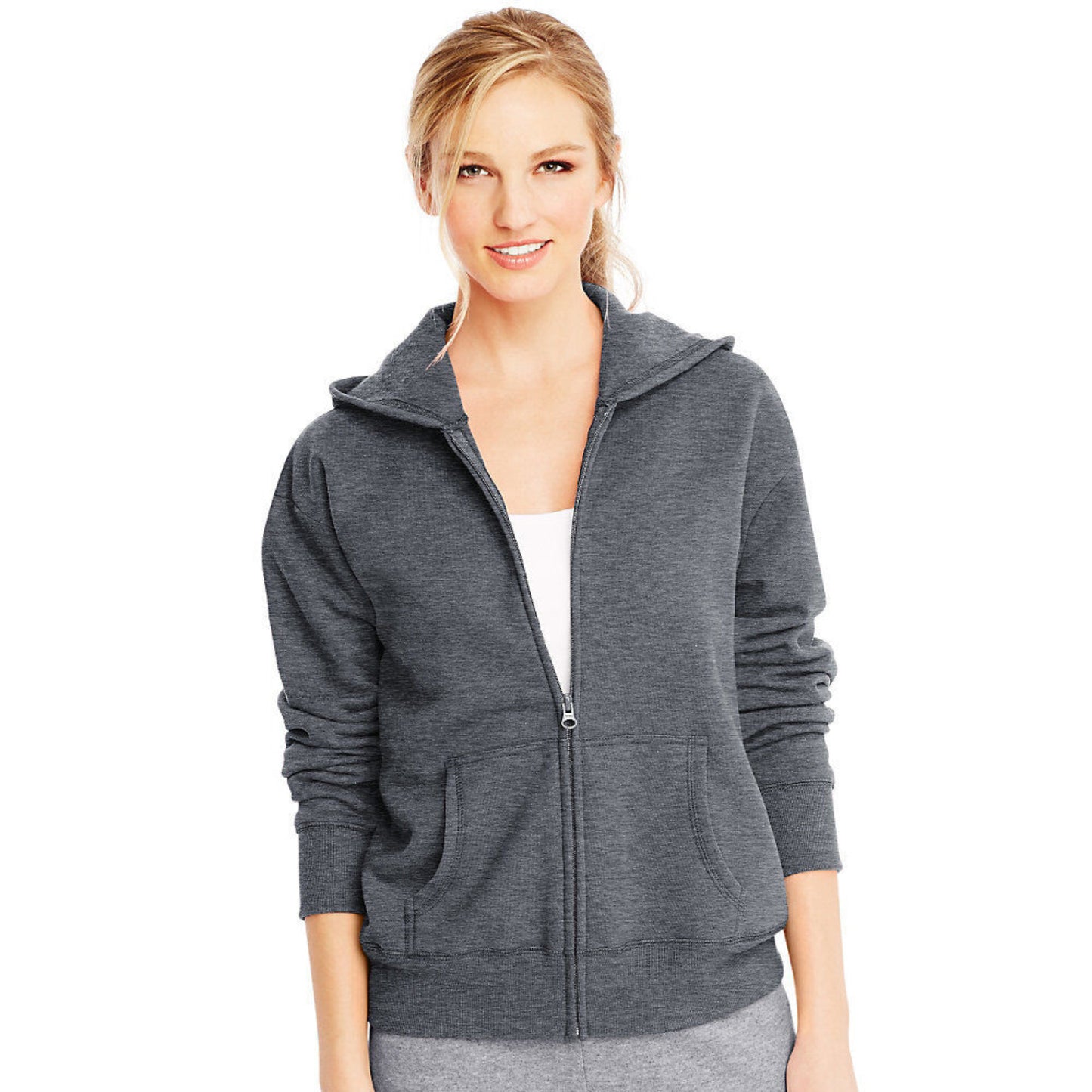 Hanes Women's Zip Up Hoodie Charcoal