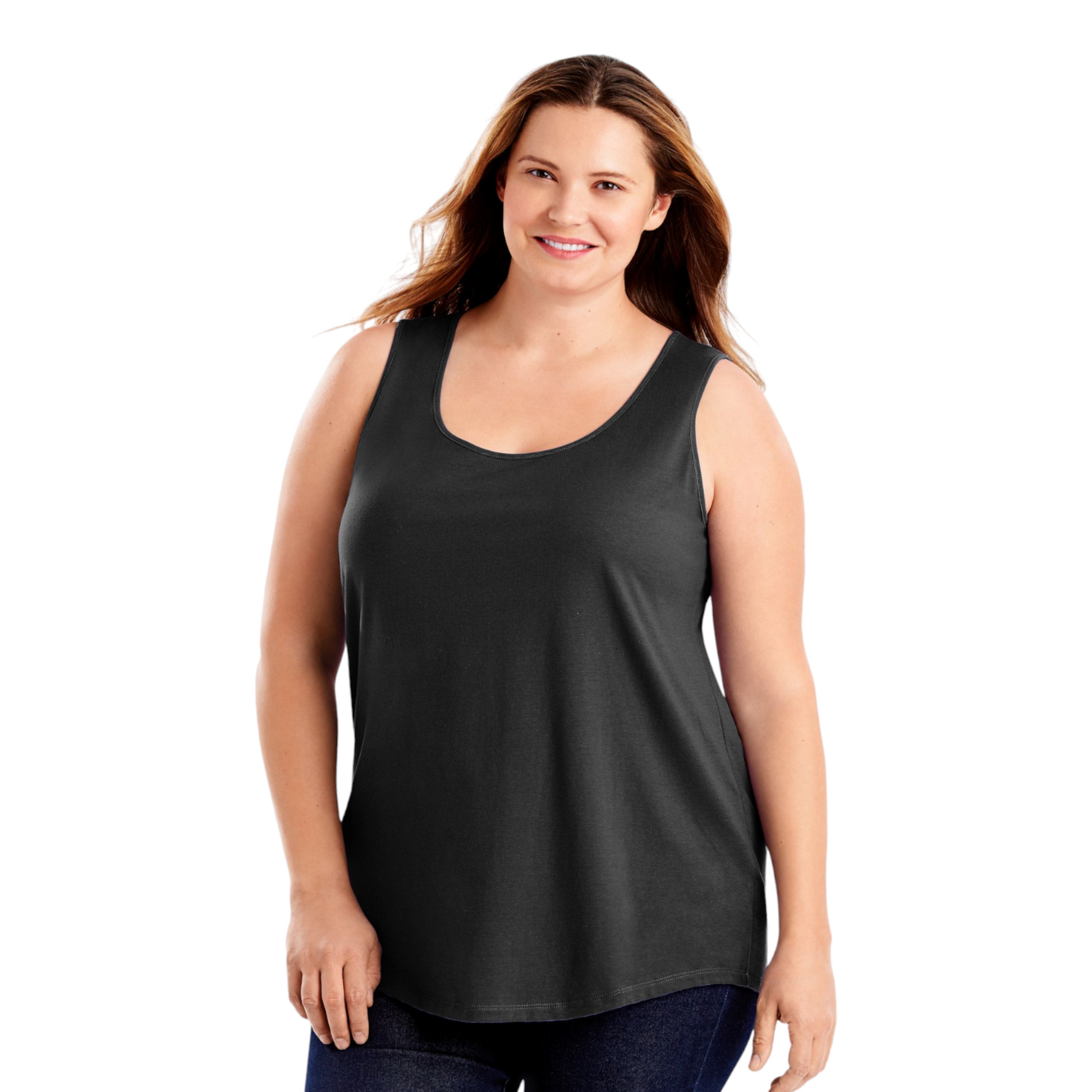 Just My Size Women’s Cotton Jersey Tank Top Shirttail Hem Black