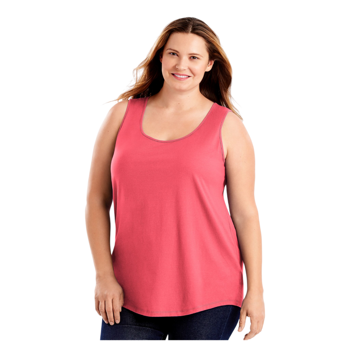 Just My Size Women’s Cotton Jersey Tank Top Shirttail Hem Briny Pink