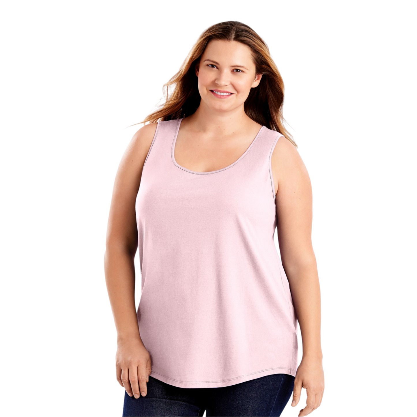 Just My Size Women’s Cotton Jersey Tank Top Shirttail Hem Pink