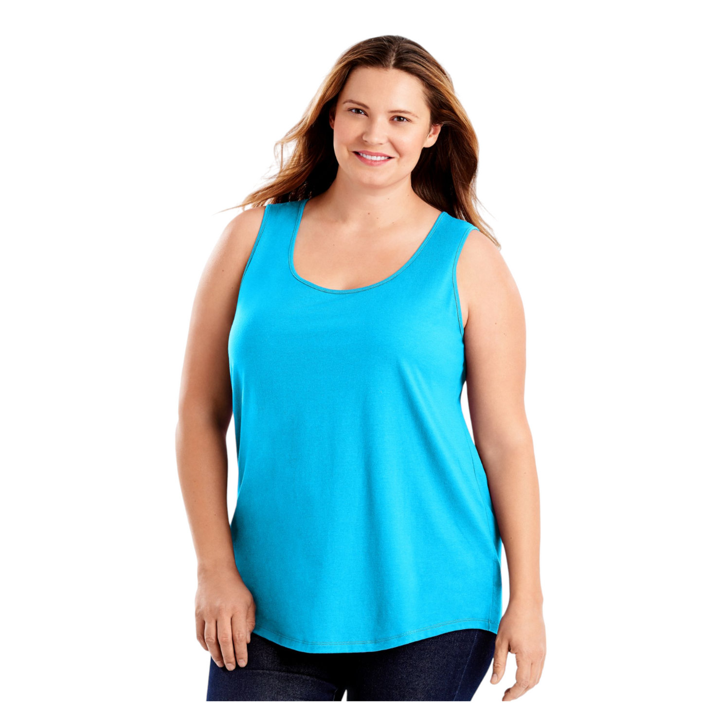 Just My Size Women’s Cotton Jersey Tank Top Shirttail Hem Turquois 