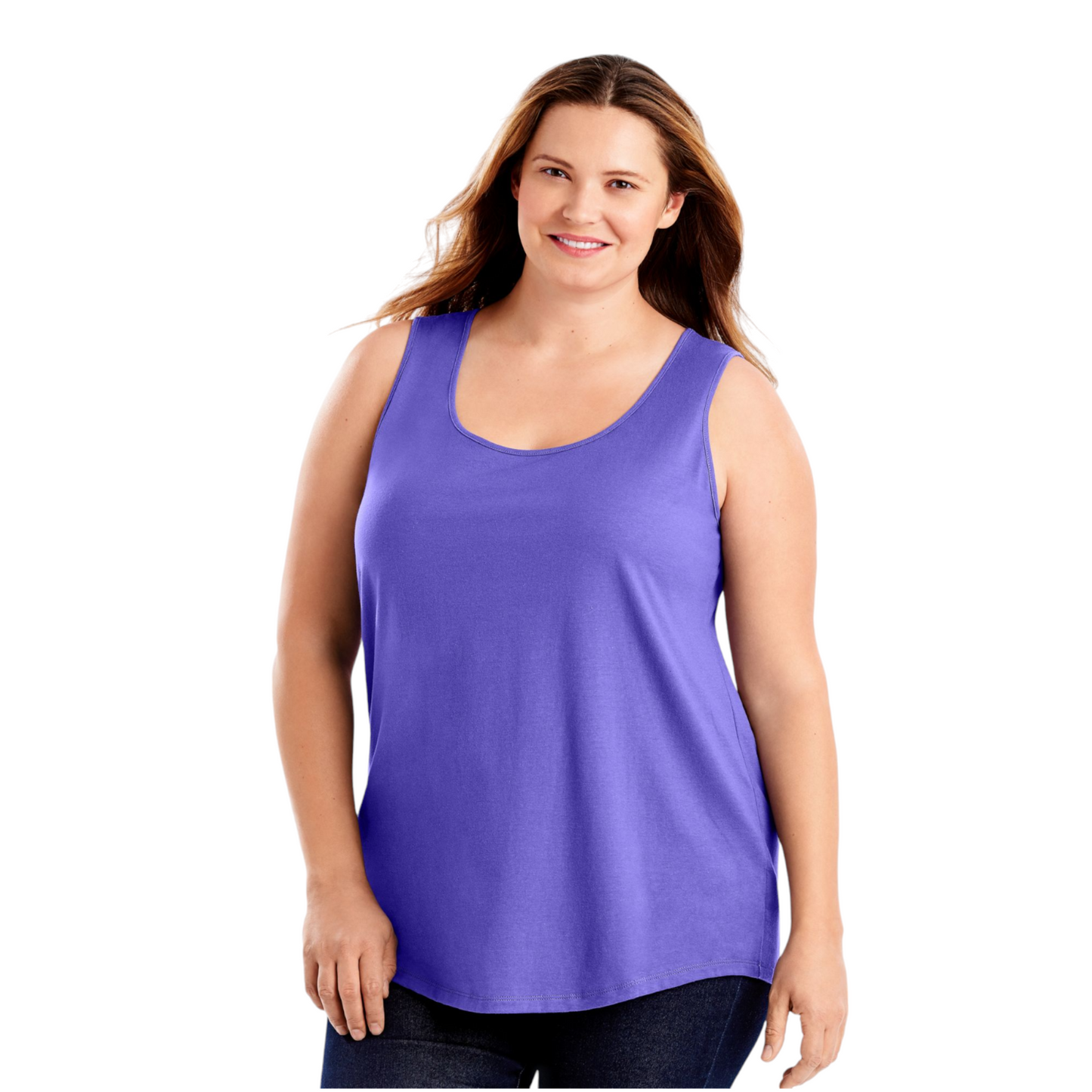 Just My Size Women’s Cotton Jersey Tank Top Shirttail Hem Purple