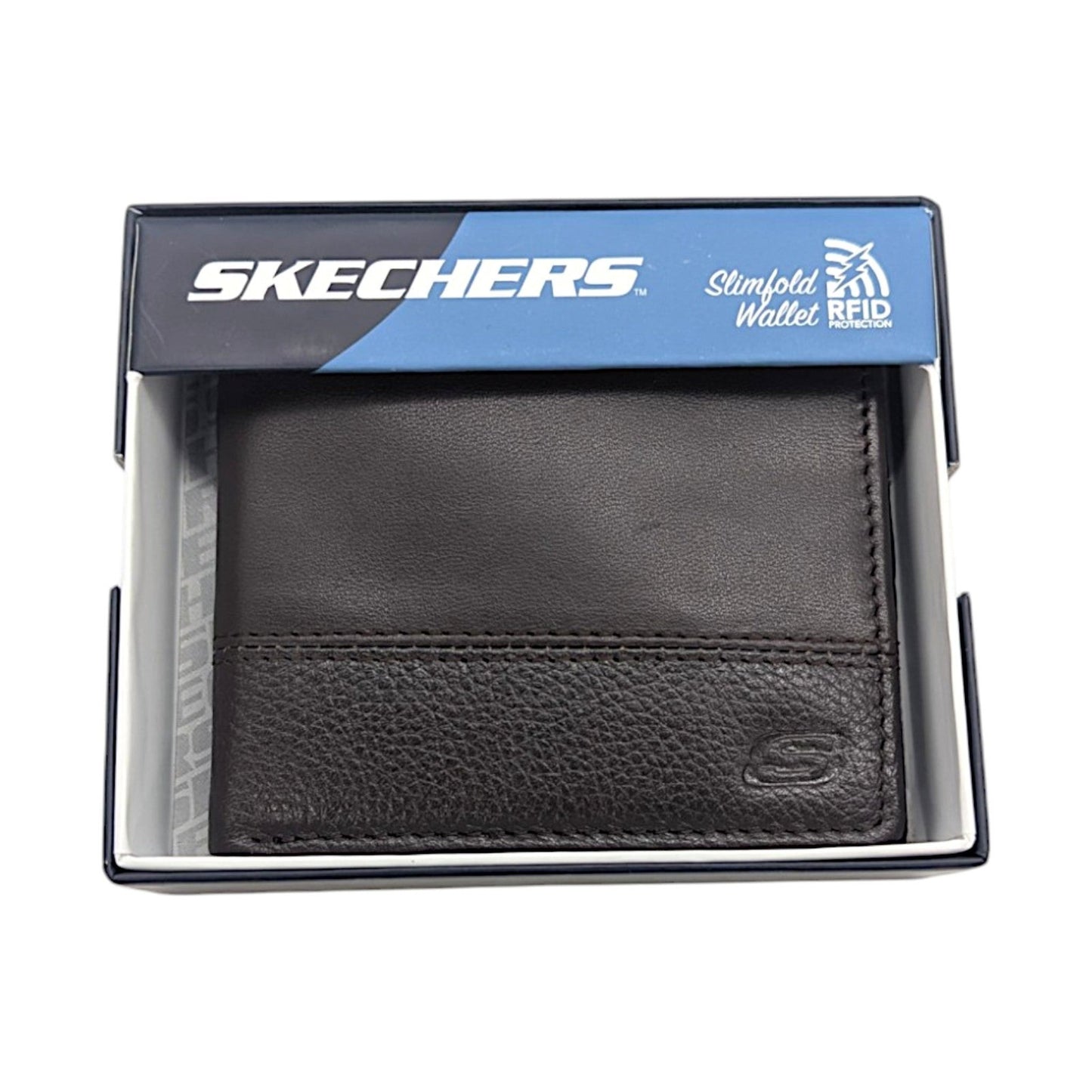 Skechers Men's RFID Leather Slimfold Wallet - Brown