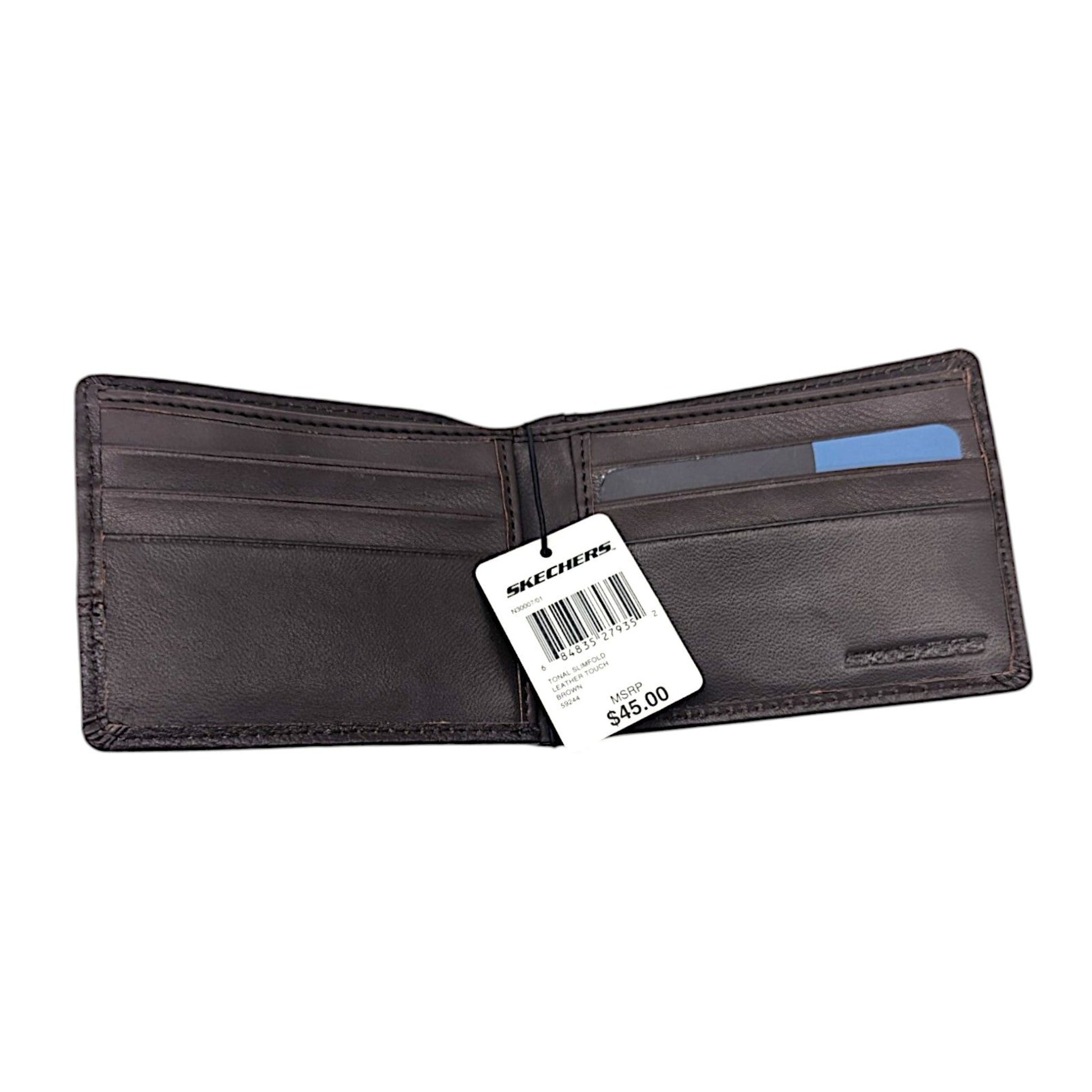 Skechers Men's RFID Leather Slimfold Wallet - Brown