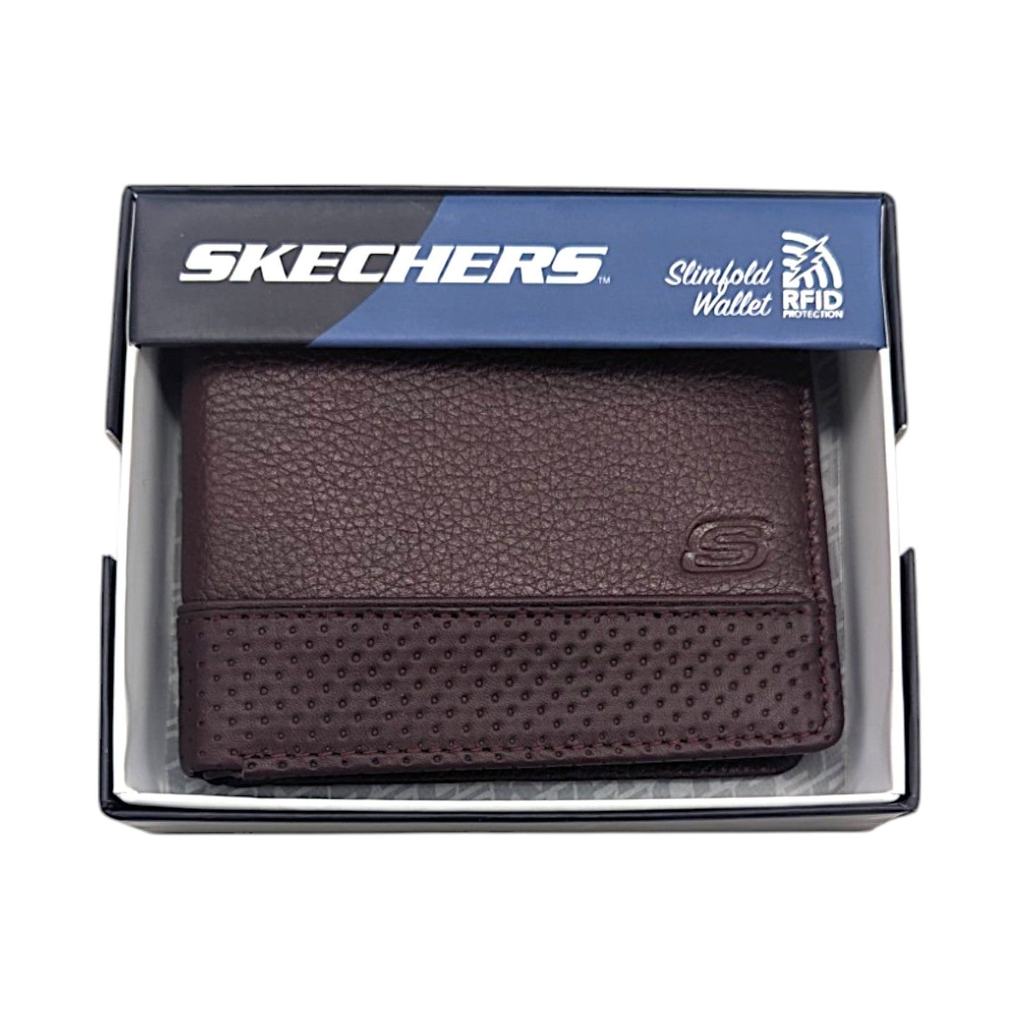 Skechers Men's Slimfold Leather Wallet - Burgundy