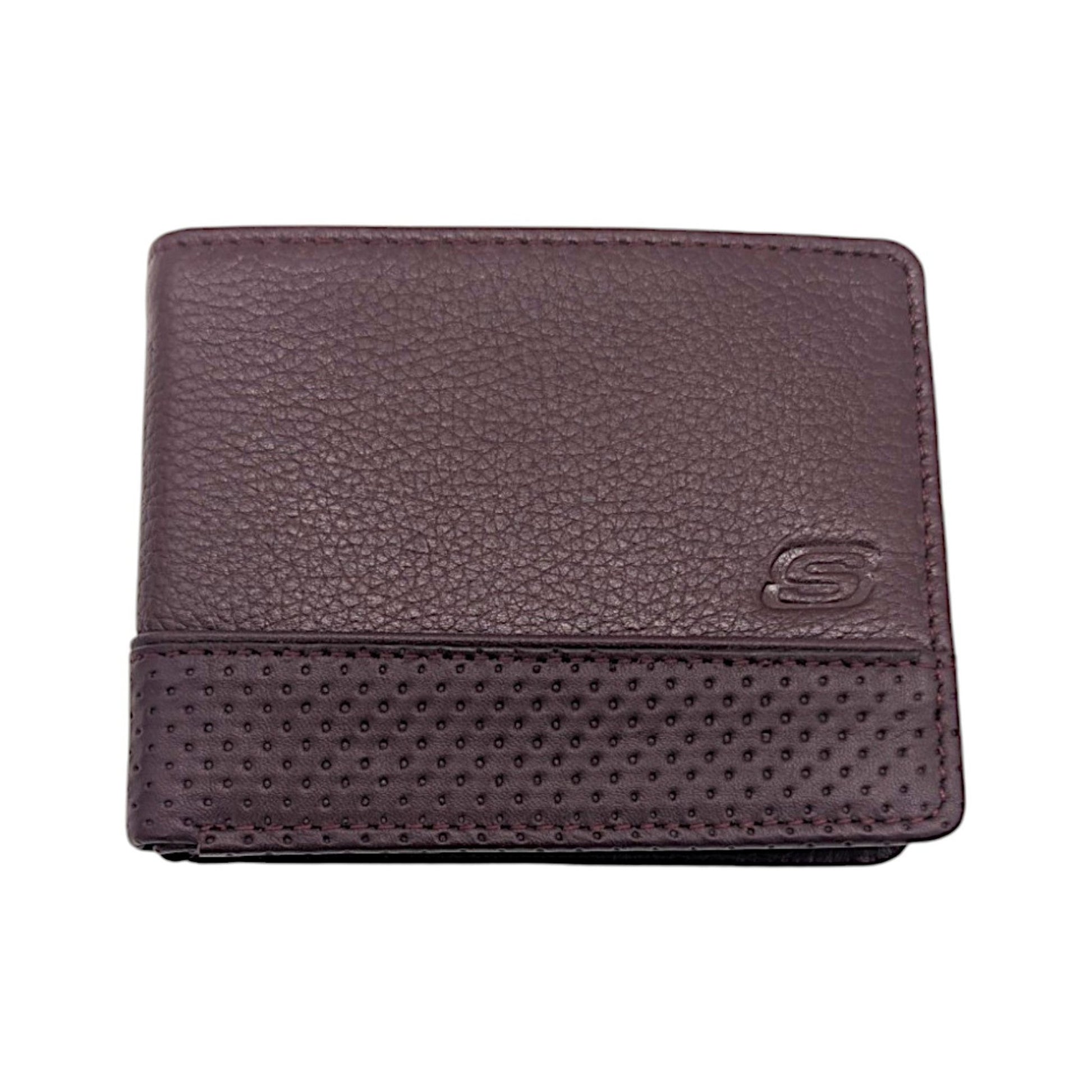 Skechers Men's Slimfold Leather Wallet - Burgundy