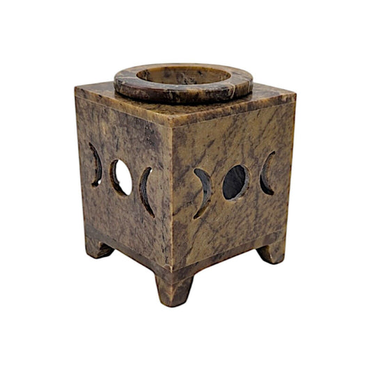 Carved Stone Square Oil Diffuser 4" Triple Moon