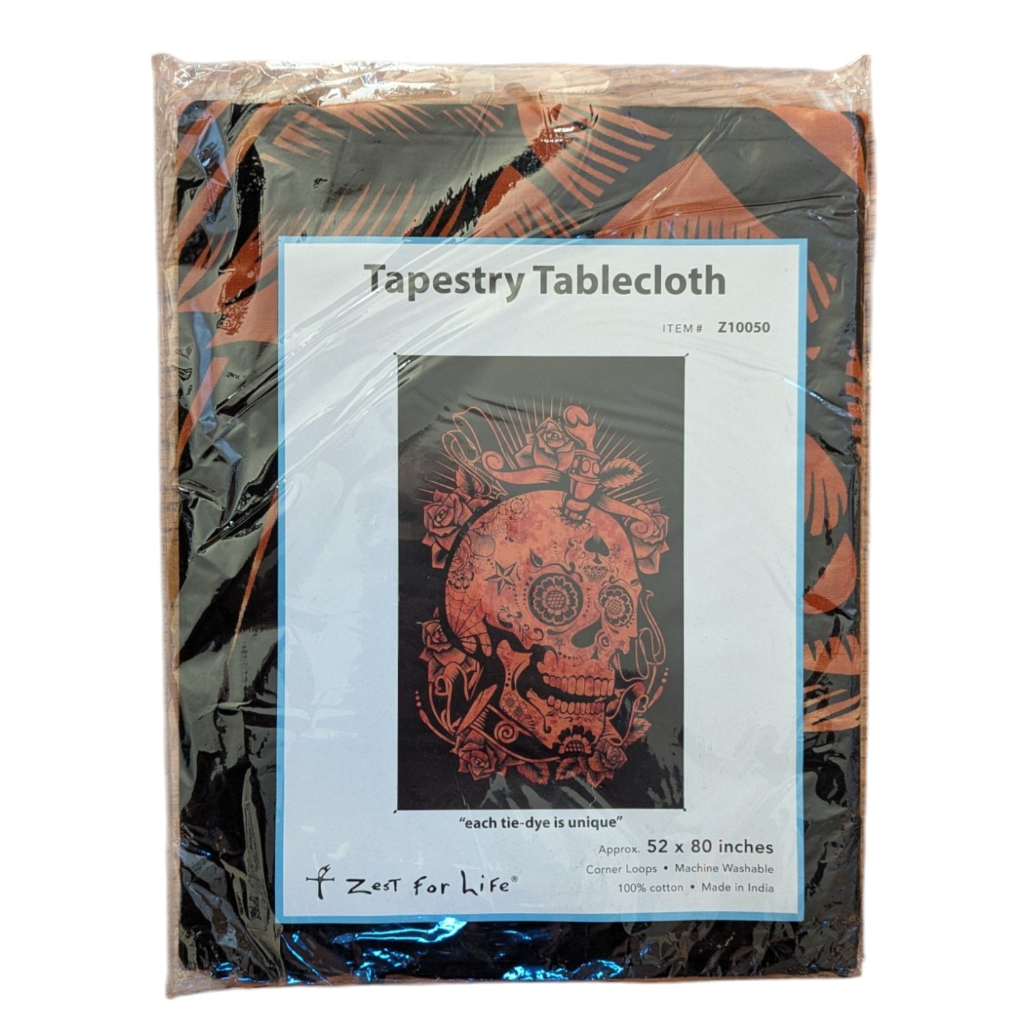 tapestry orange tie dye skull