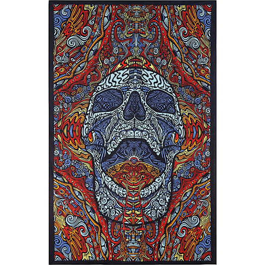 3d tapestry mindful skull