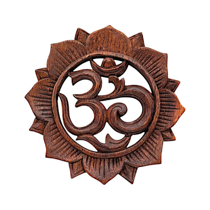 Om Wooden Wall Plaque - Peaceful Lotus Design for Serenity