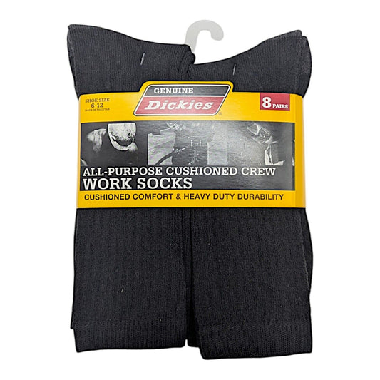 Dickies Men's Work Socks Crew Cushioned 8-Pair 